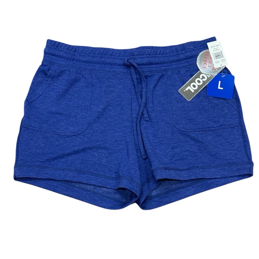 Women’s 32 Degrees Large 12 14 Shorts Fleece Heather Blue Drawstring PullOn NWT - Picture 3 of 8